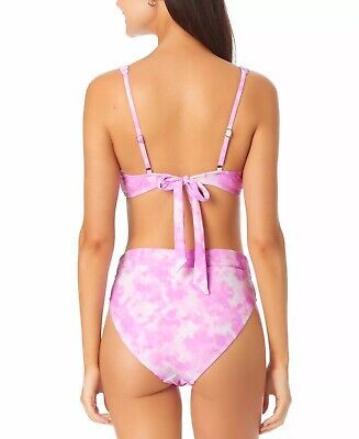 California Waves Juniors V-Wire Bralette Bikini Top  Color Pink Tie Dye Size S