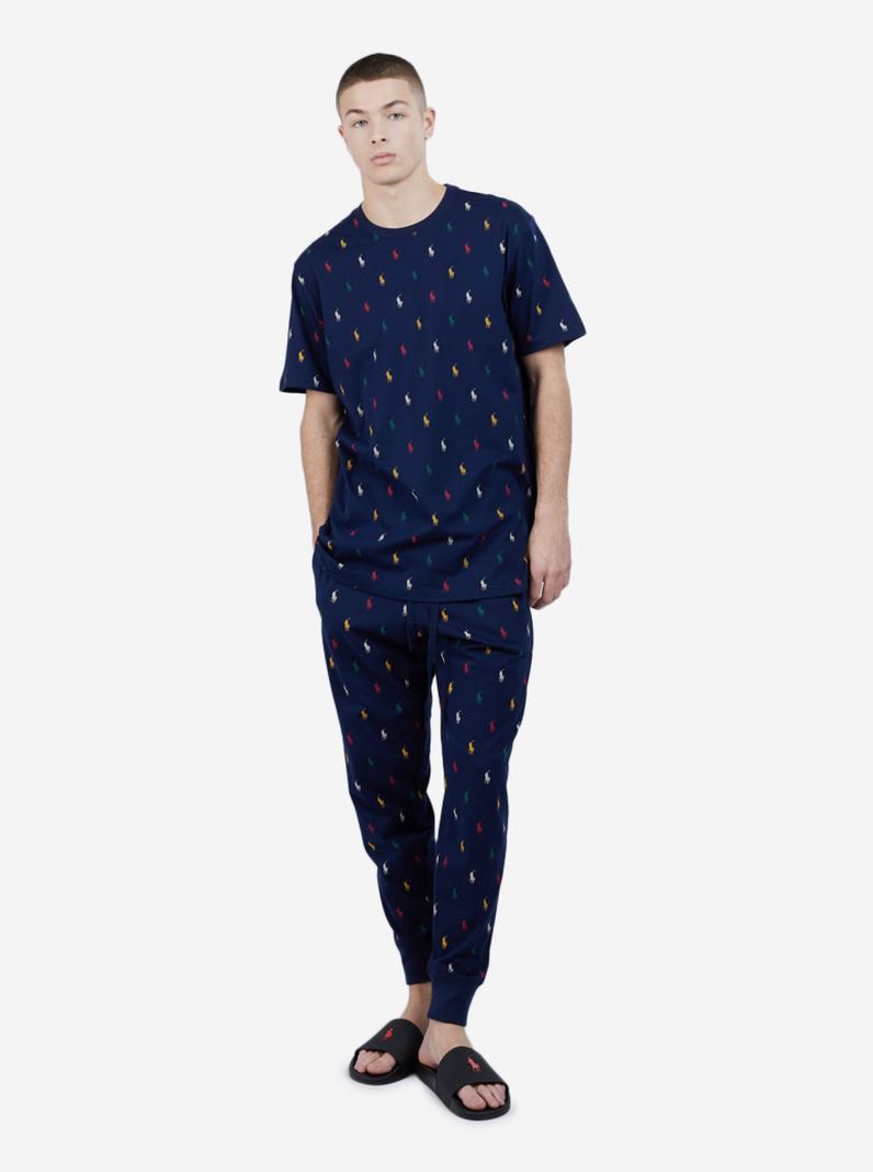 Polo Ralph Lauren Men's Ribbed All Over Print Joggers  Color Navy Size S