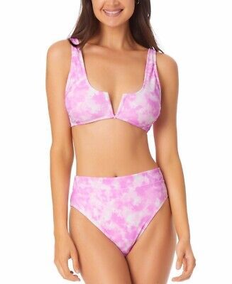 California Waves Juniors V-Wire Bralette Bikini Top  Color Pink Tie Dye Size S