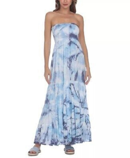 Raviya Tie-Dye Strapless Maxi Cover-Up  Color Sky Tie Dye Size L