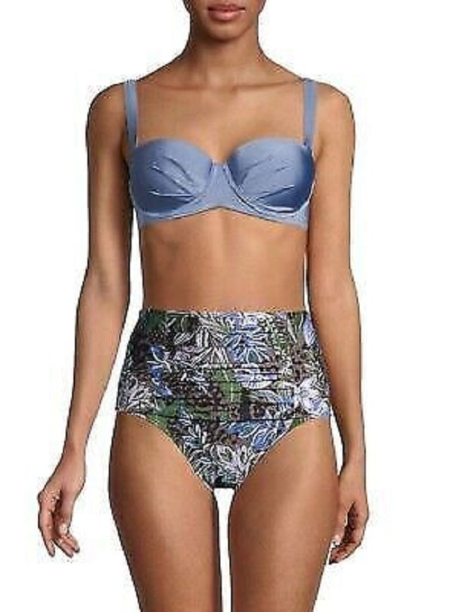 Calvin Klein Pleated Underwire Bikini Top  Color Earl Blue Shimmer Size L
