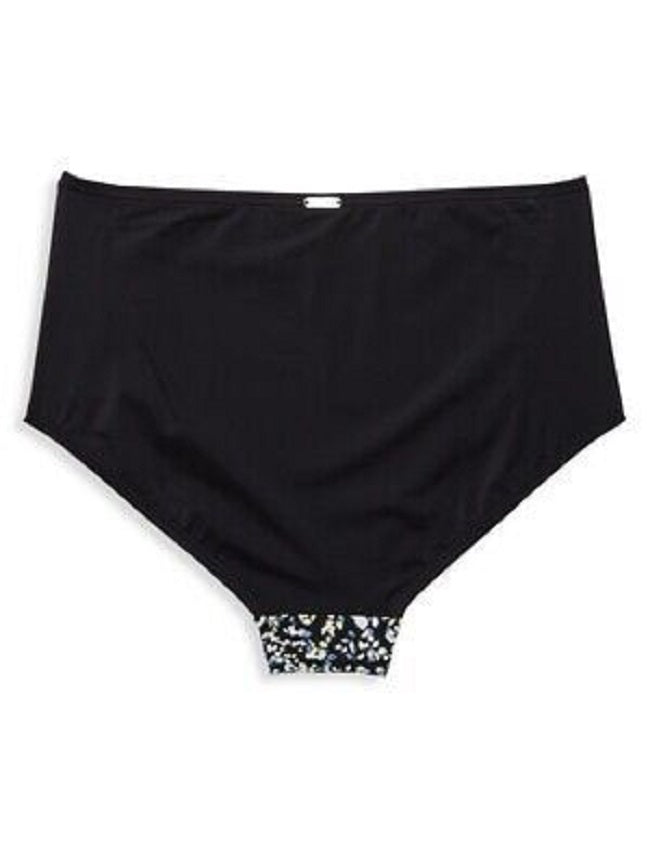 Calvin Klein Pleated High-Waist Bikini Bottom  Color Ditsy Black Multi Size L