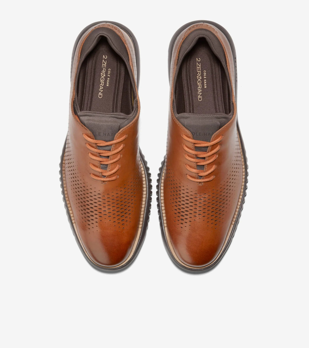 Cole Haan Men's 2.Zerogrand Laser Wingtip Oxfords   British Tan/Java Size 9W