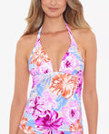 Salt Cove Juniors' Hot Hibiscus Halterkini Top  Multicolor Size XL