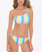 Salt Cove Juniors Sunny Stripe One-Shoulder Bikini Top  Multicolor Size L