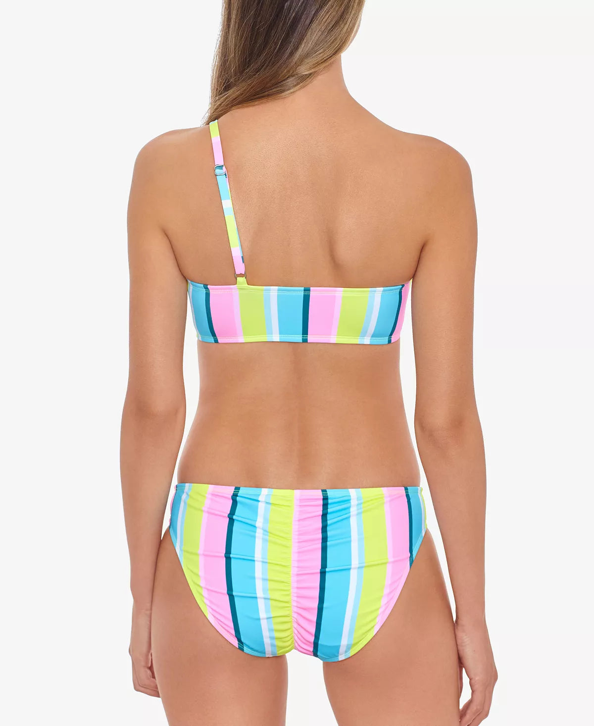 Salt Cove Juniors Sunny Stripe One-Shoulder Bikini Top  Multicolor Size XS