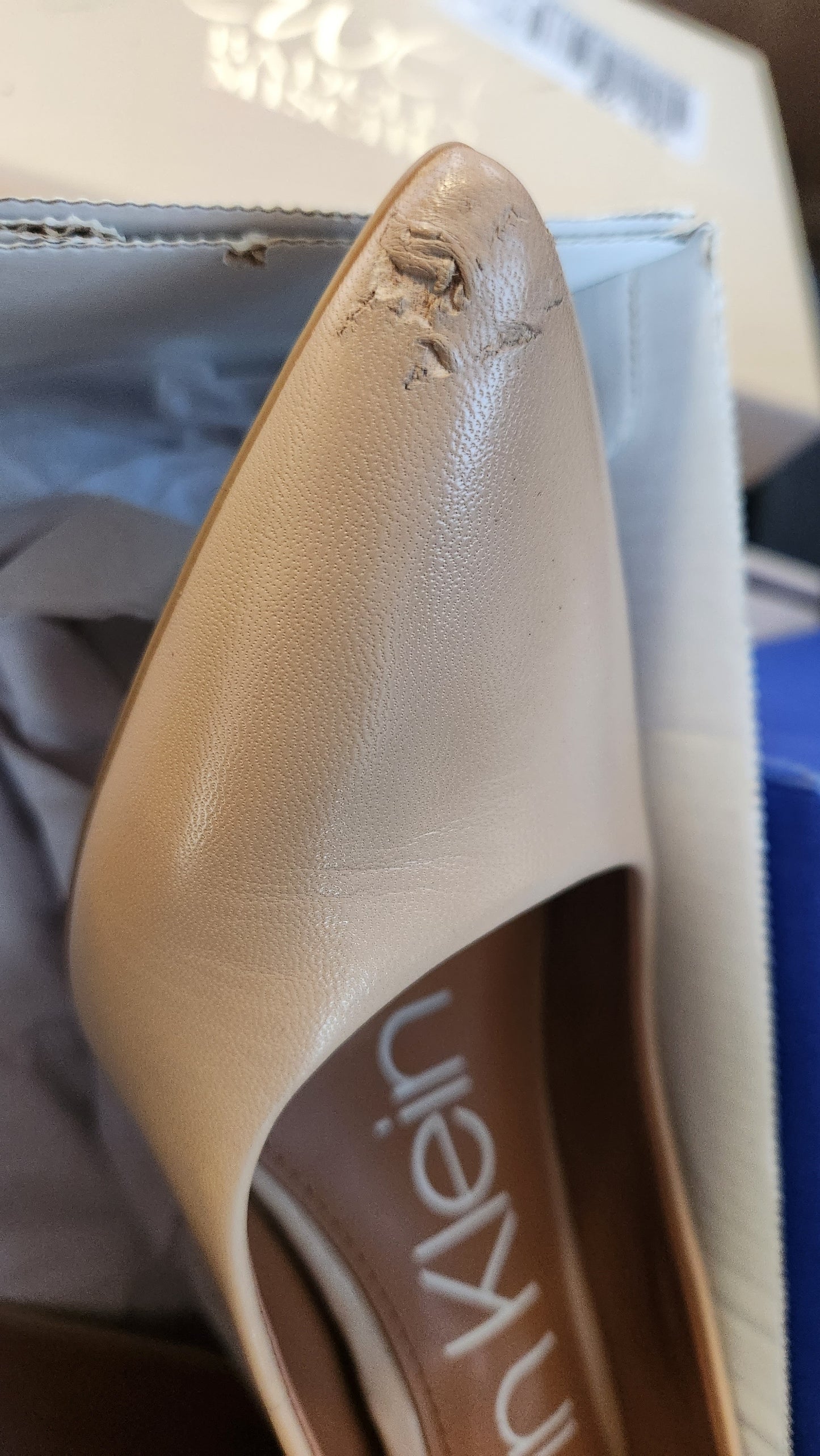 Calvin Klein Women's Gayle Pump  Color Nude Leather Size 6M