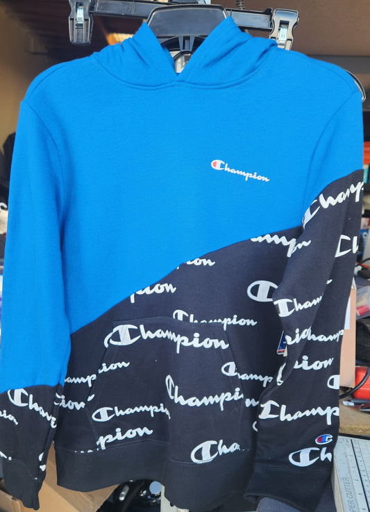 Champion Big Boys Colorblocked Fleece Hoodie  Color Bozetto Blue/Black Size L 14-16