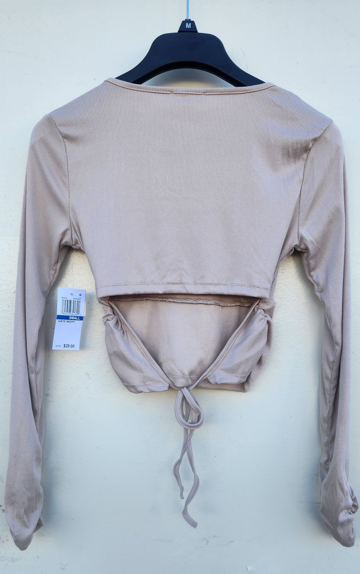 Ultra Flirt Juniors Open-Back Long Sleeve Top Blouse  Color Nude Size S