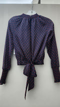 Bar III Women's Punk Luxe Long Sleeve Ruffle Top  Color Deep Black Size 2XS