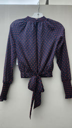 Bar III Women's Punk Luxe Long Sleeve Ruffle Top  Color Deep Black Size 2XS