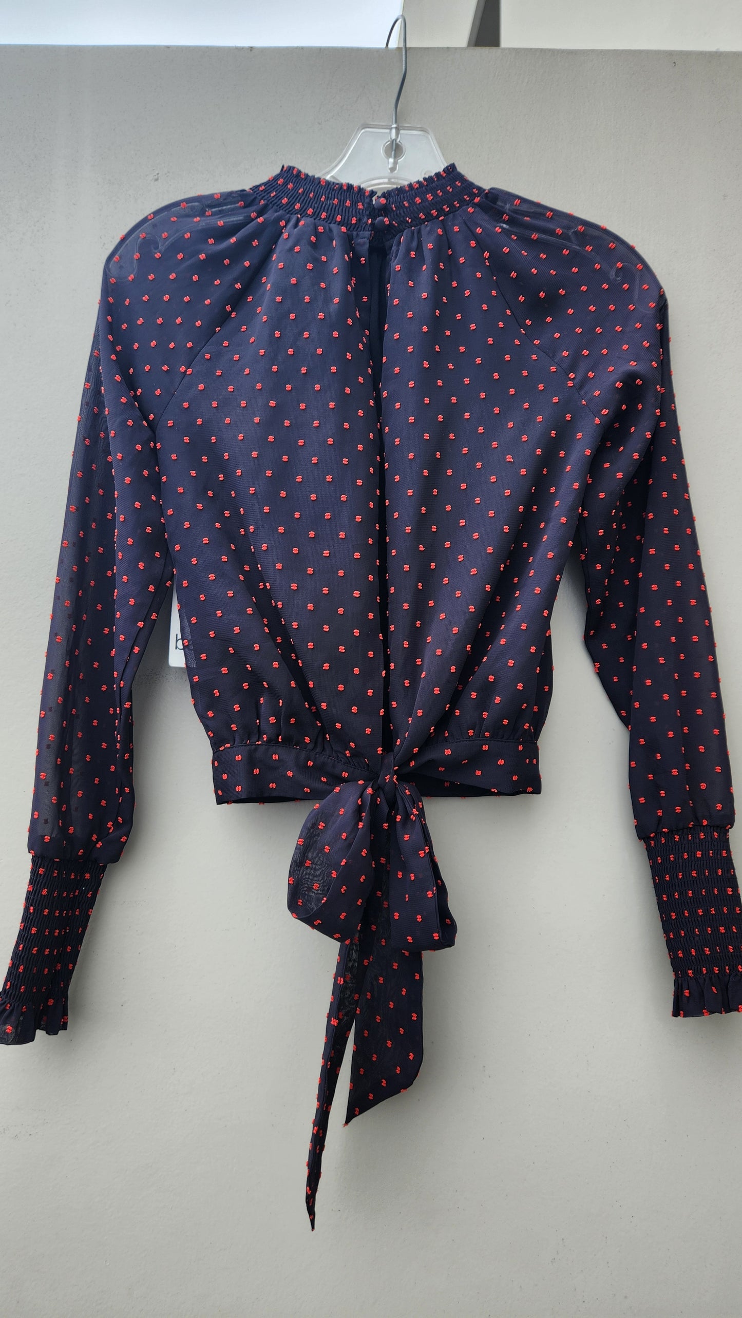 Bar III Women's Punk Luxe Long Sleeve Ruffle Top  Color Deep Black Size 2XS