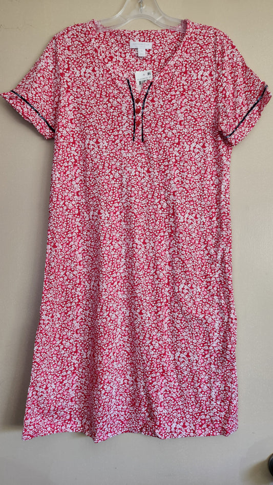 Charter Club Women's Cotton Printed Henley Sleepshirt  Color Poppy Ditsy Size XS