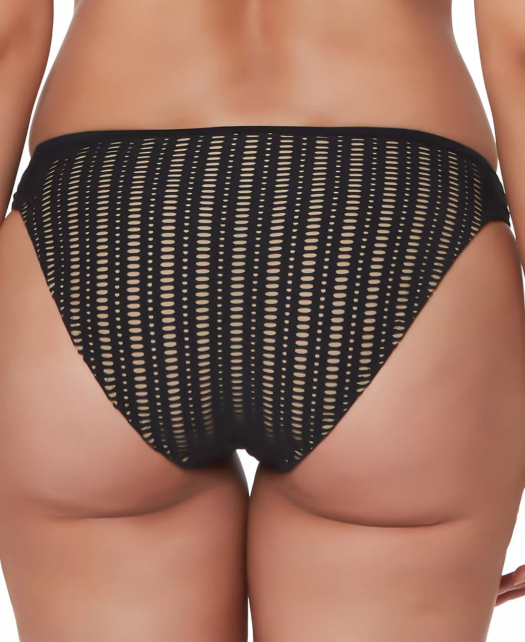 Bar III Crochet Tab-Side Hipster Bikini Bottoms Color Black Size L Style MBAC22526
