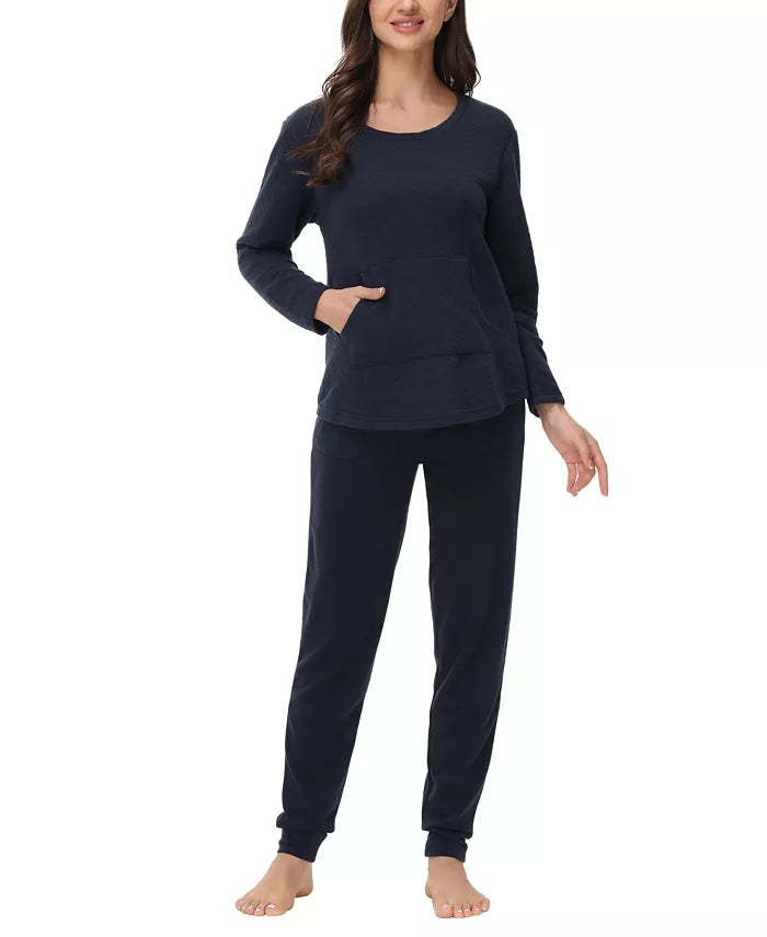 Beautyrest Kangaroo Long Sleeve Top w/ Jogger Set  Navy Size S