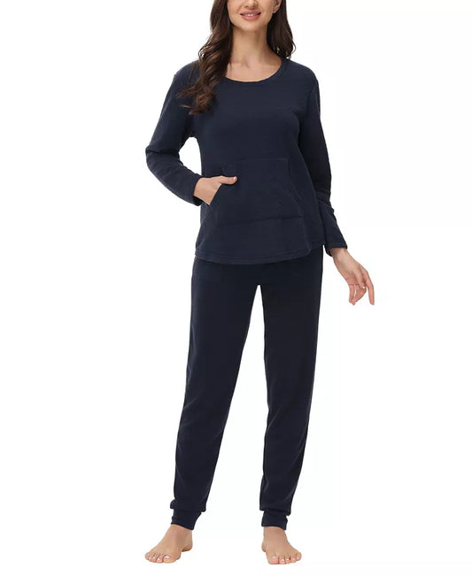 Beautyrest Kangaroo Long Sleeve Top w/ Jogger Set  Navy Size S