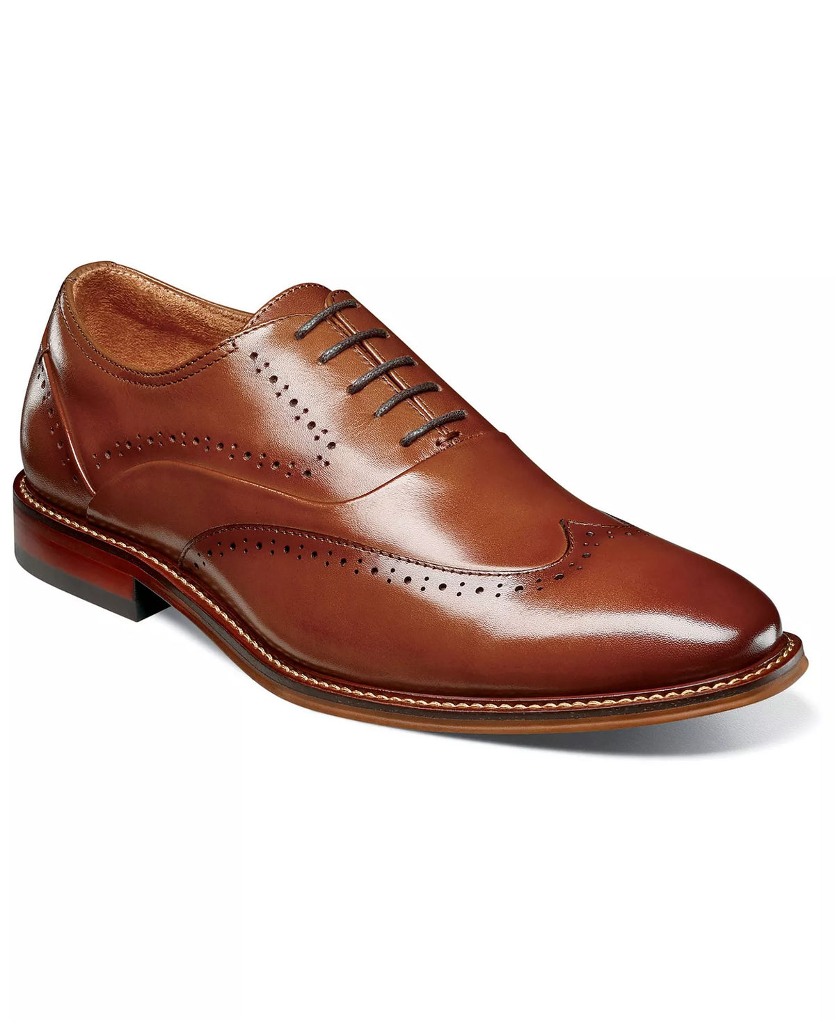 Stacy Adams Men's Macarthur Leather Wingtip Oxford Shoes  Cognac Size 8.5