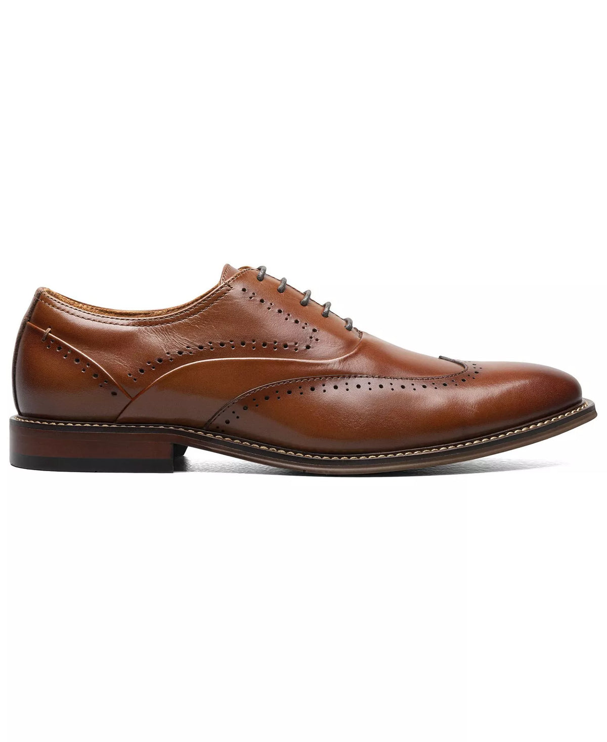 Stacy Adams Men's Macarthur Leather Wingtip Oxford Shoes  Cognac Size 8.5