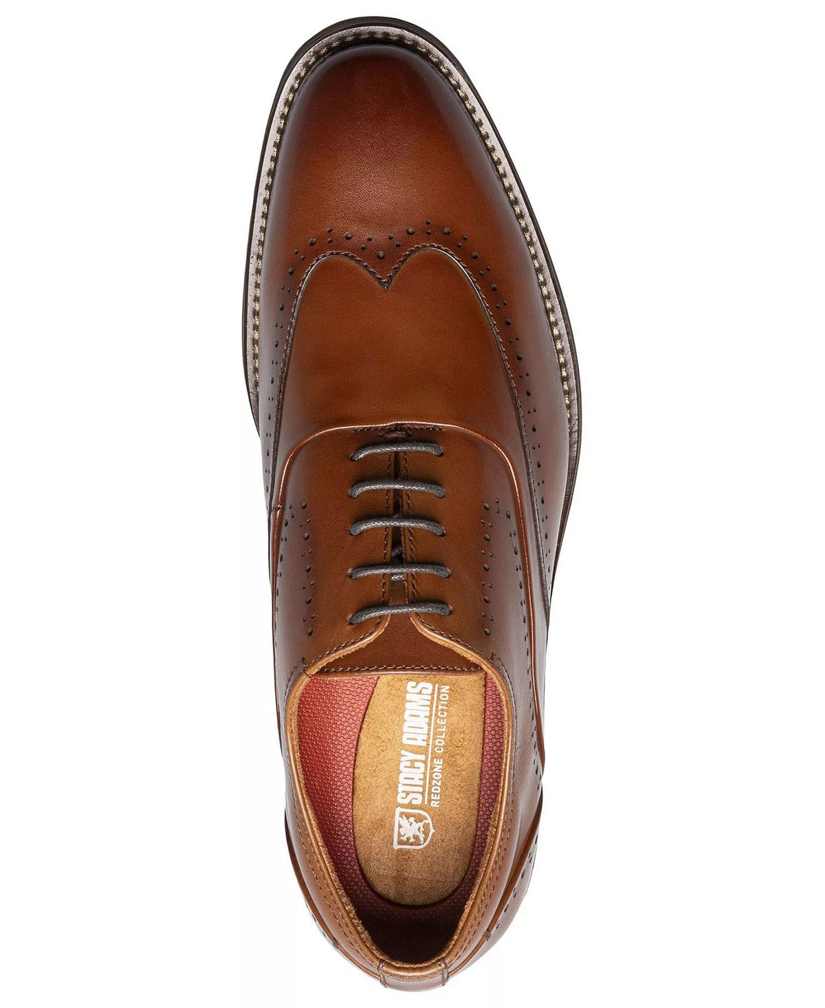 Stacy Adams Men's Macarthur Leather Wingtip Oxford Shoes  Cognac Size 8.5