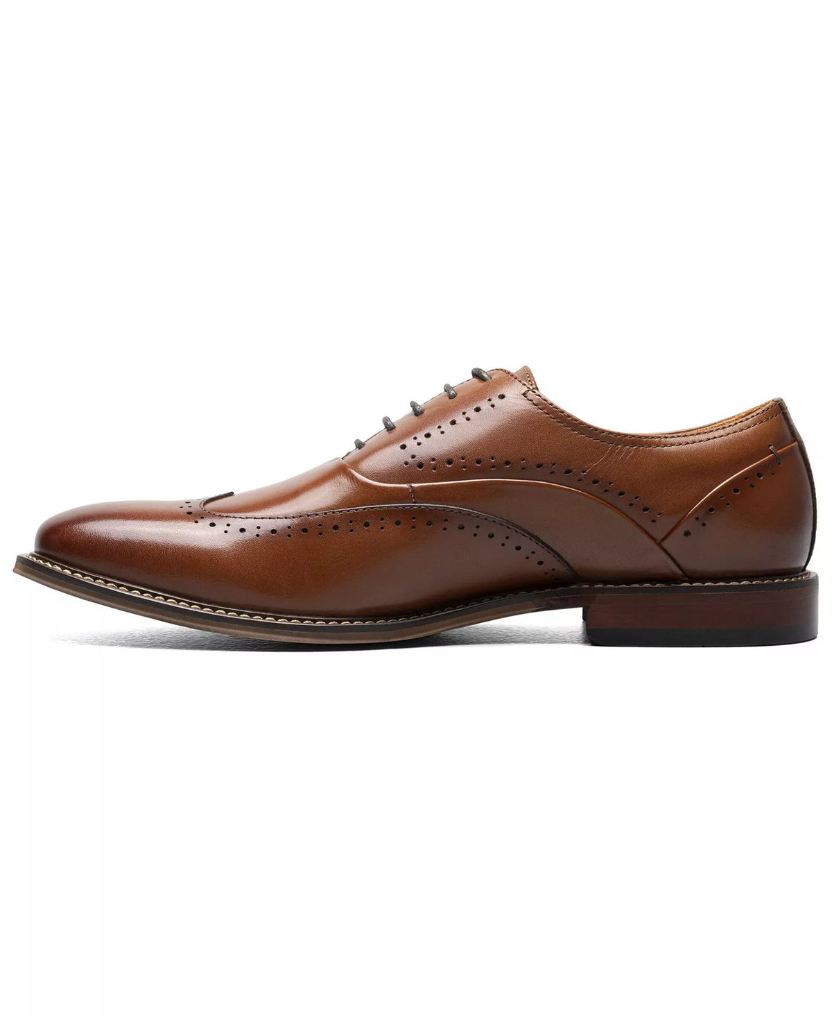 Stacy Adams Men's Macarthur Leather Wingtip Oxford Shoes  Cognac Size 8.5