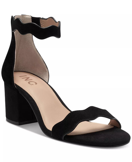 INC International Concepts Women's Hadwin Open Toe Formal Sandal  Color Black Suede Size 8M
