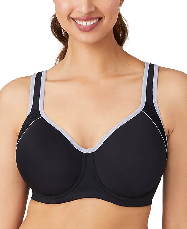 Wacoal Women's Contrast Trim Contour Sport Bra  Black/Lilac Gray Size 34C