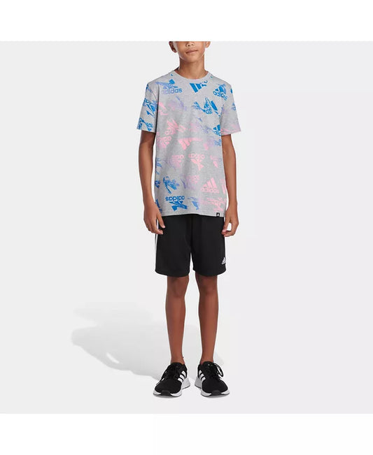 adidas Little Boys Short Sleeve Glitchy T-Shirt  Color Medium Gray Heather Size 4