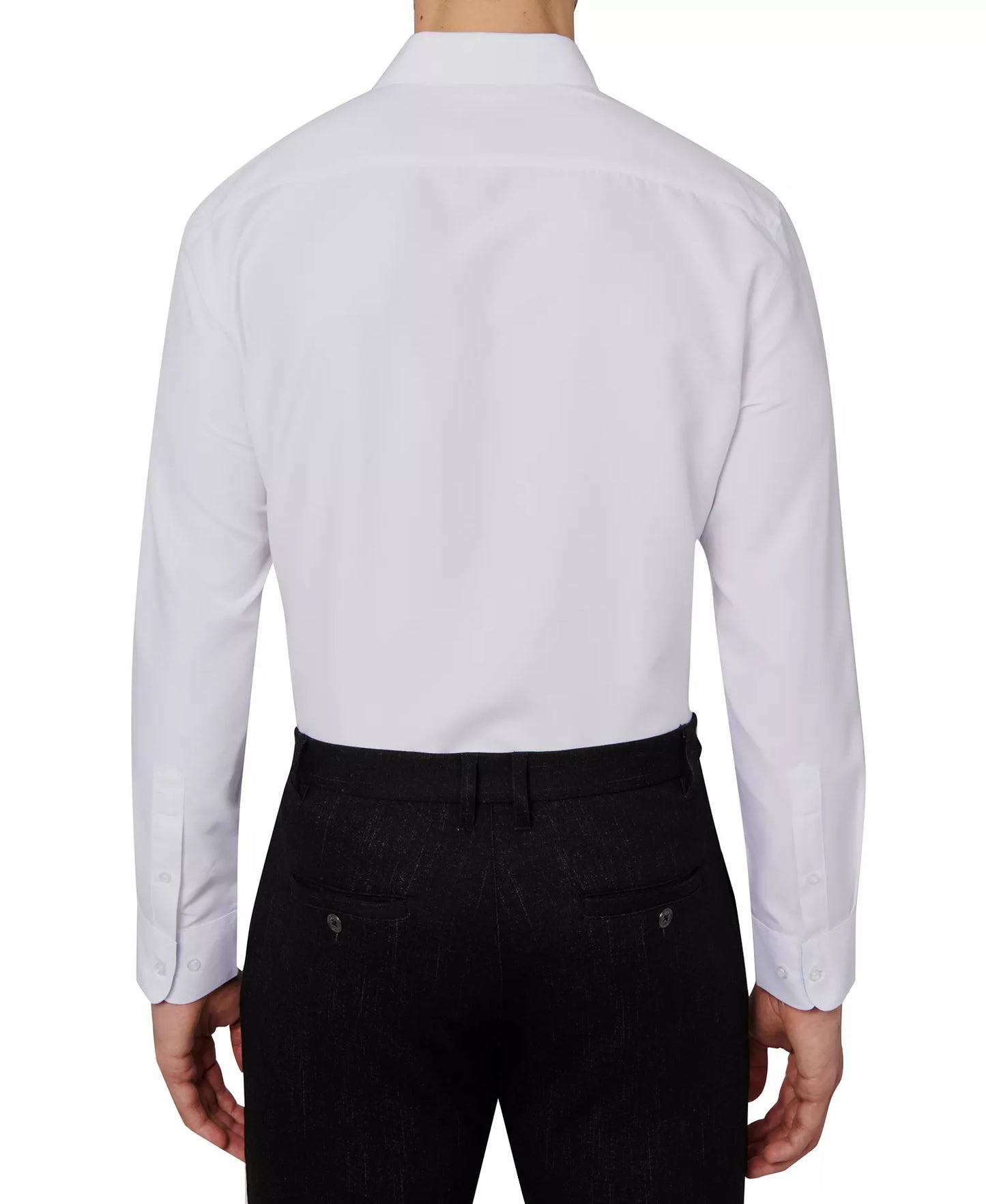 Calabrum Men's Slim-Fit Performance Dress Shirt  White Size L