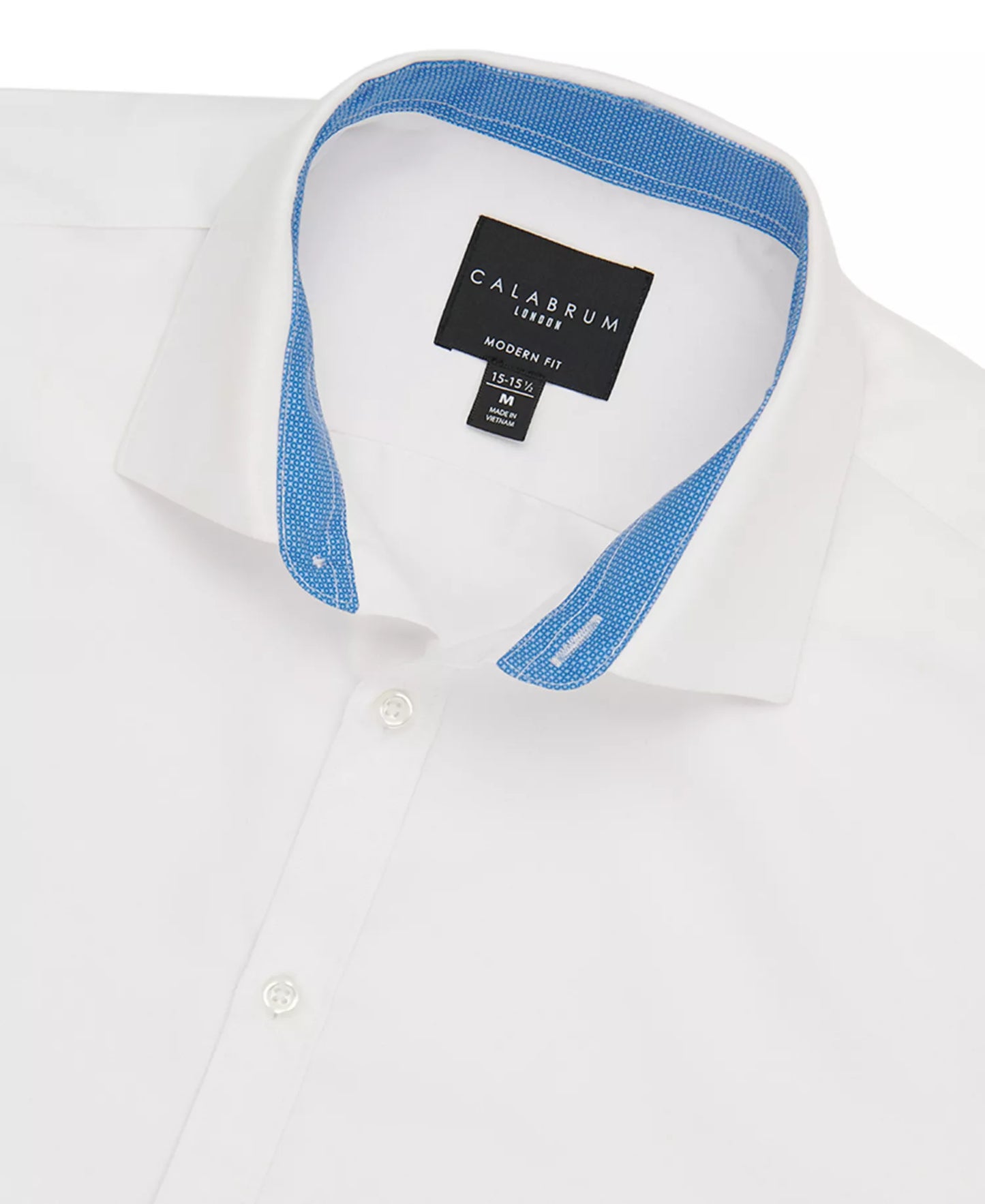 Calabrum Men's Slim-Fit Performance Dress Shirt  White Size L