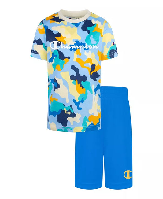 Champion Toddler Boys Abstract Camo T-shirt & Shorts  Color Blue Size 4