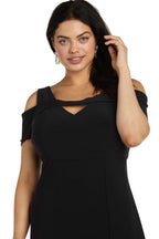 Nightway Full Length Slit Evening Gown  Color Black Size 10
