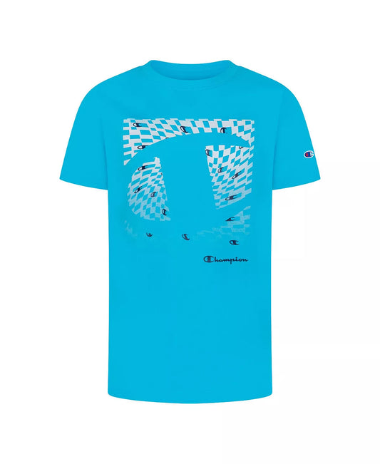 Champion Big Boys Ko C Checker Fade Short Sleeve Tee  Color Blue Atoll Size S (8)