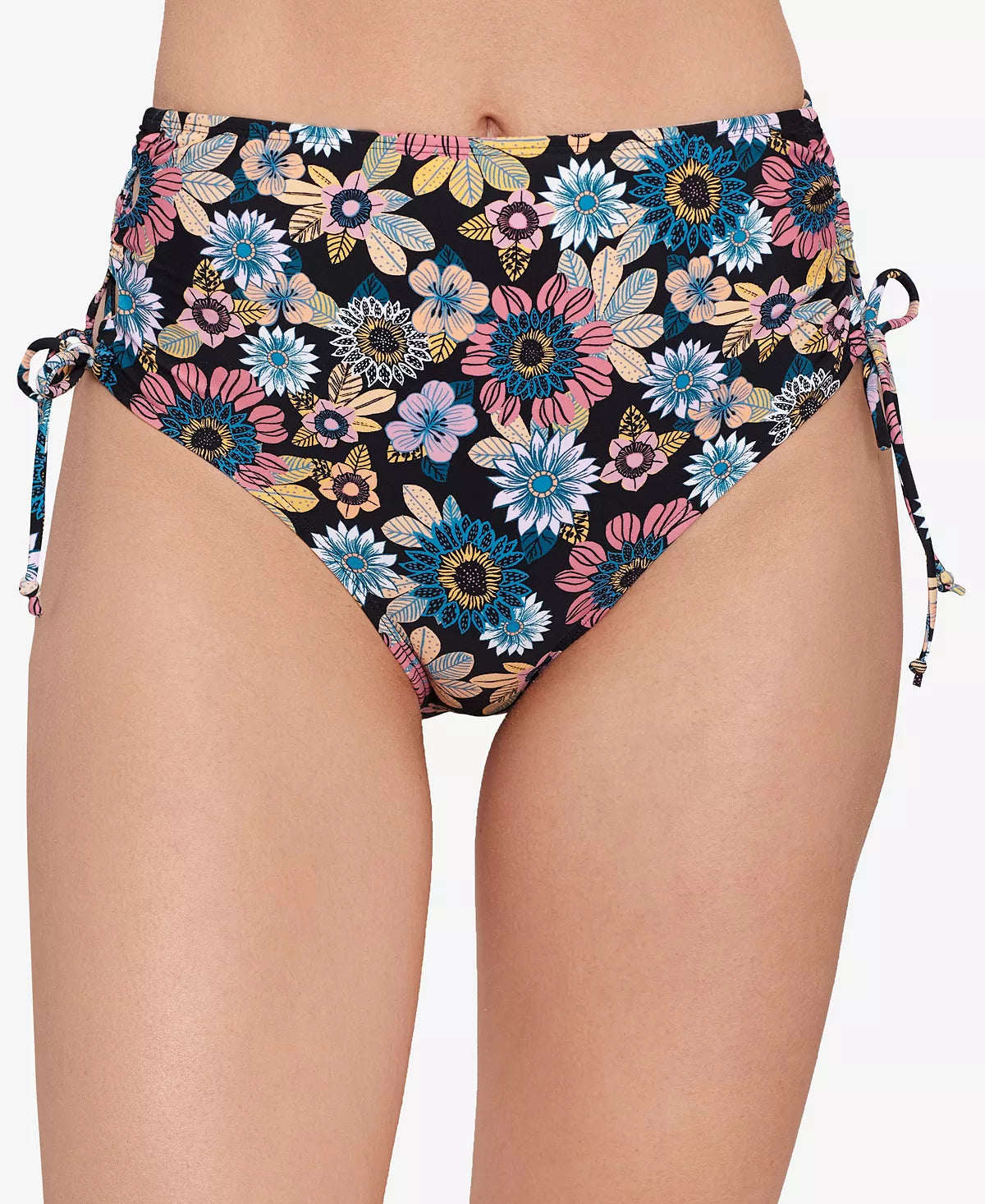 Salt Cove Juniors' Lace-Side Bikini Bottom  Color In Full Bloom Size M