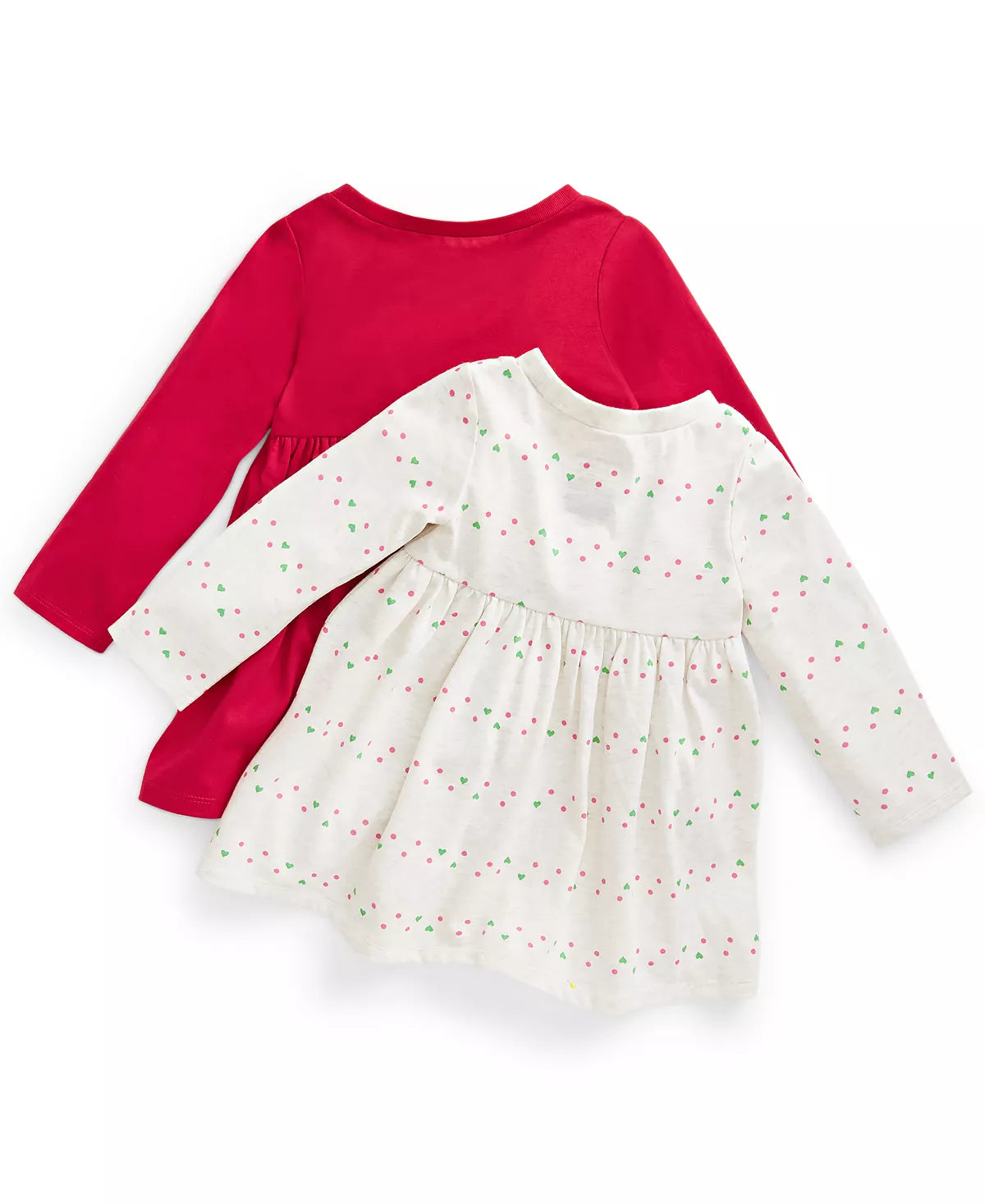 First Impressions Baby Girls Chloe 2-Pk. Solid & Heart Long-Sleeve Dresses  Color Bone Hthr Size 24 Months