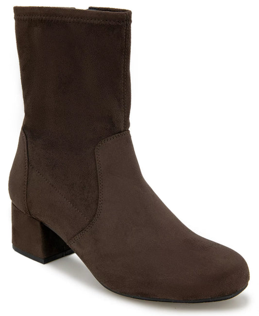 Kenneth Cole Reaction Women's Road Stretch Block Heel Booties  Chocolate Size 11