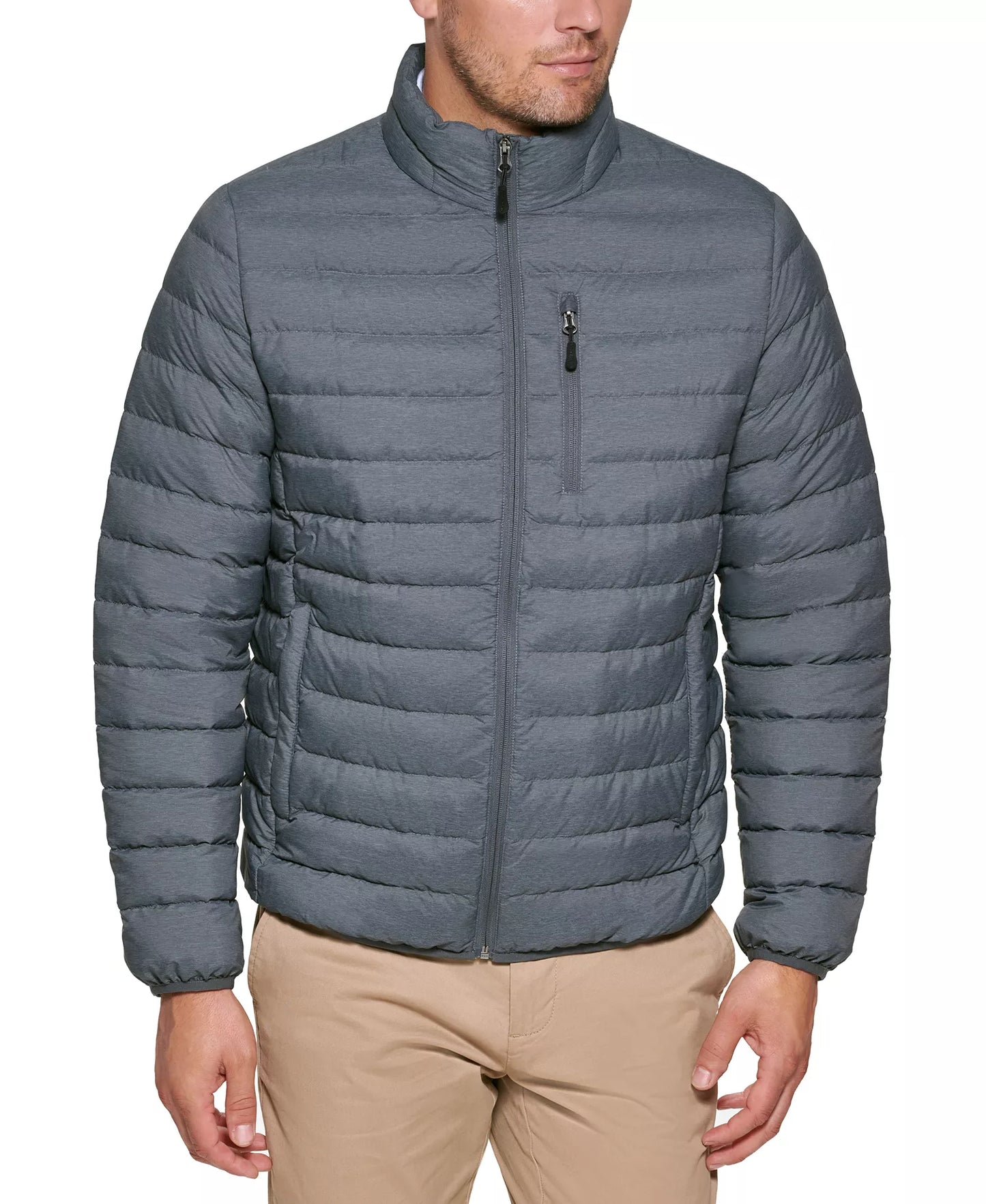 Club Room Men's Packable Quilted Jacket  Heather Charcoal Size XL