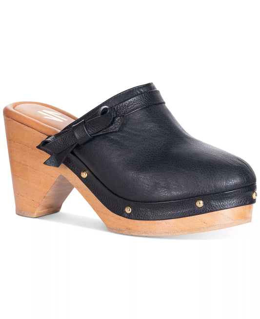 SILVIA COBOS Women's Daily Bow Wood Platform Clogs  Color Black Size 9M