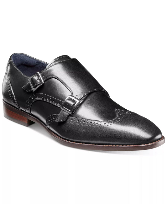 Stacy Adams Men's Karson Wingtip Double-Monk Strap Dress Shoes  Black Size 8