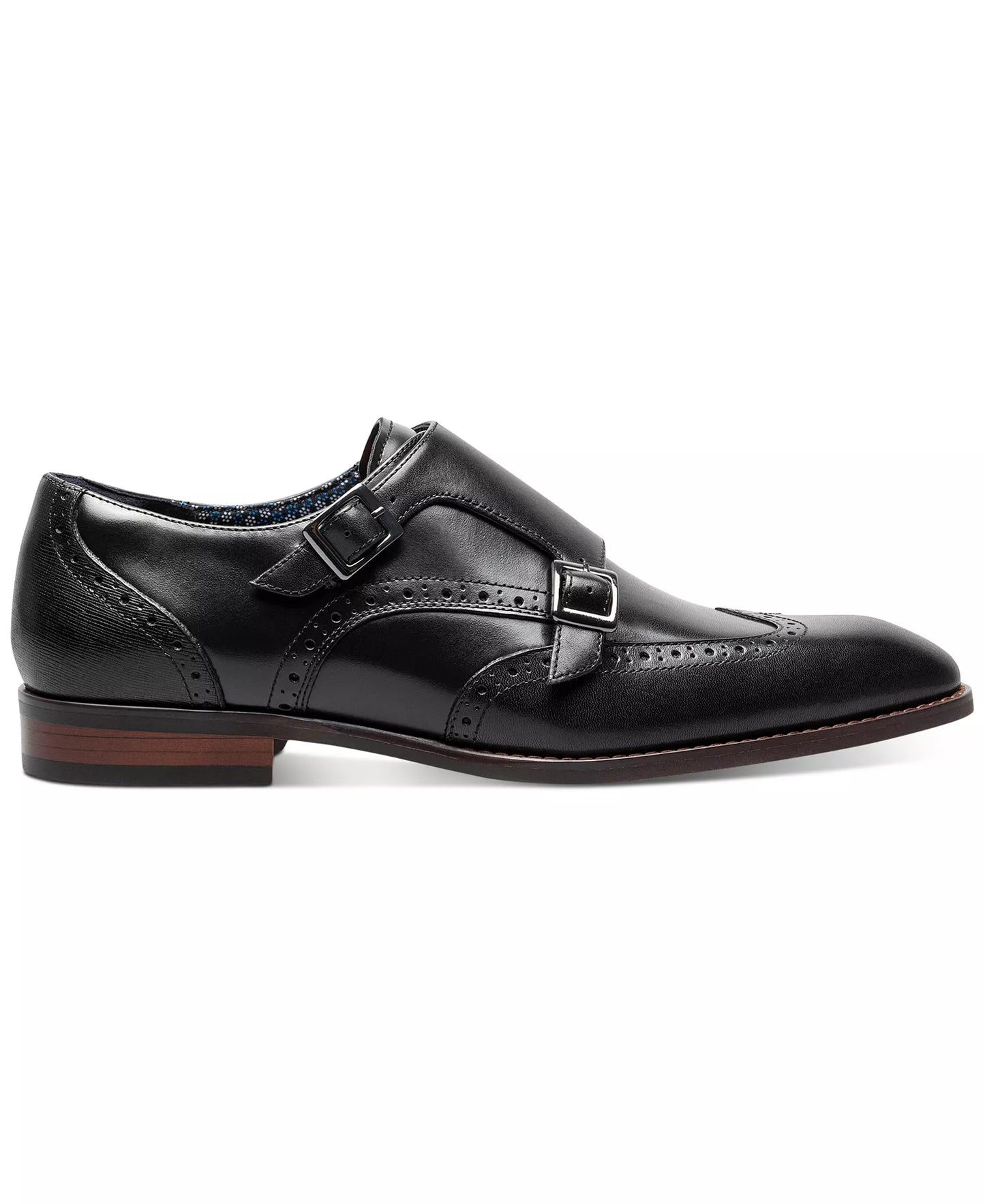 Stacy Adams Men's Karson Wingtip Double-Monk Strap Dress Shoes  Black Size 8