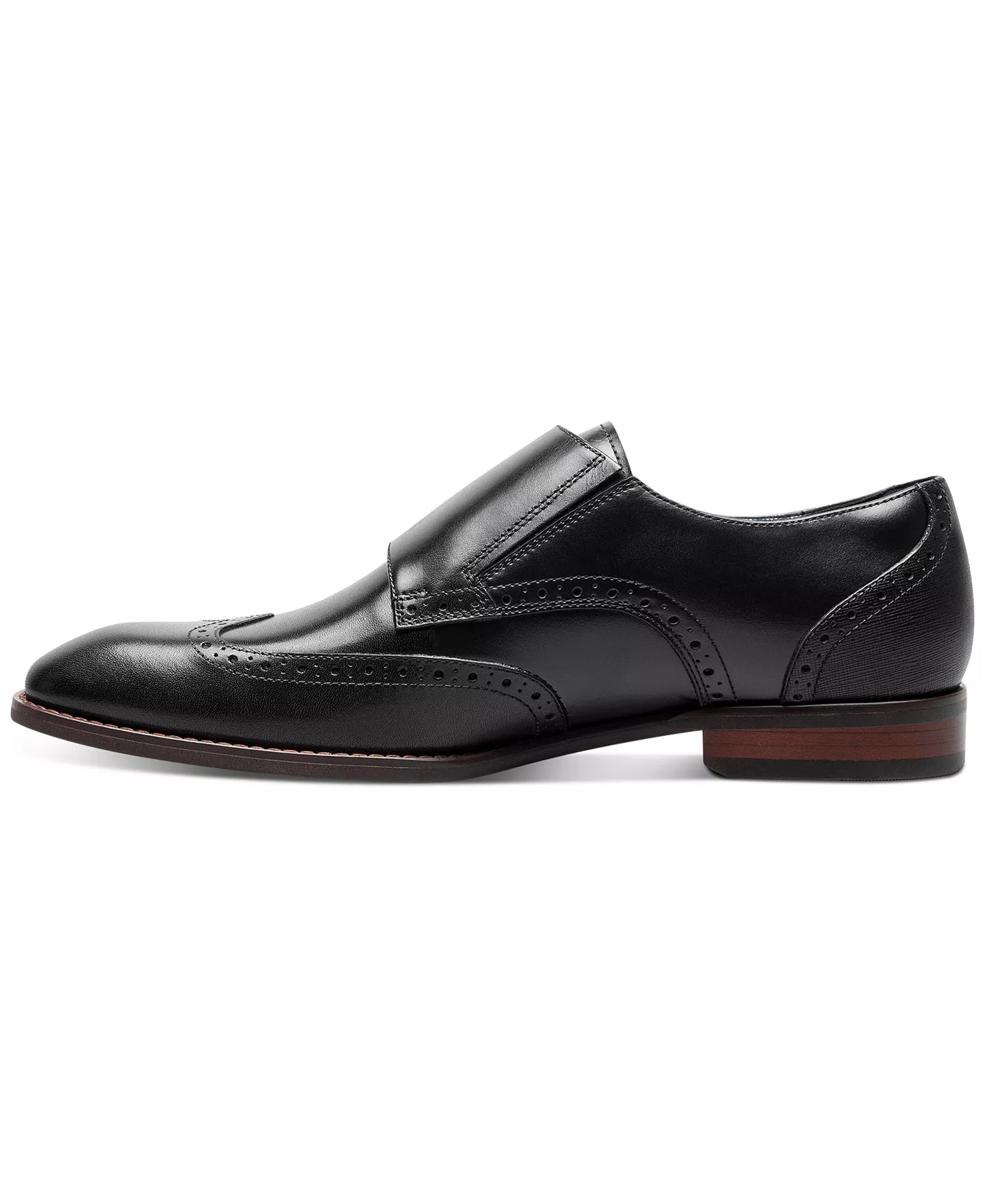 Stacy Adams Men's Karson Wingtip Double-Monk Strap Dress Shoes  Black Size 8