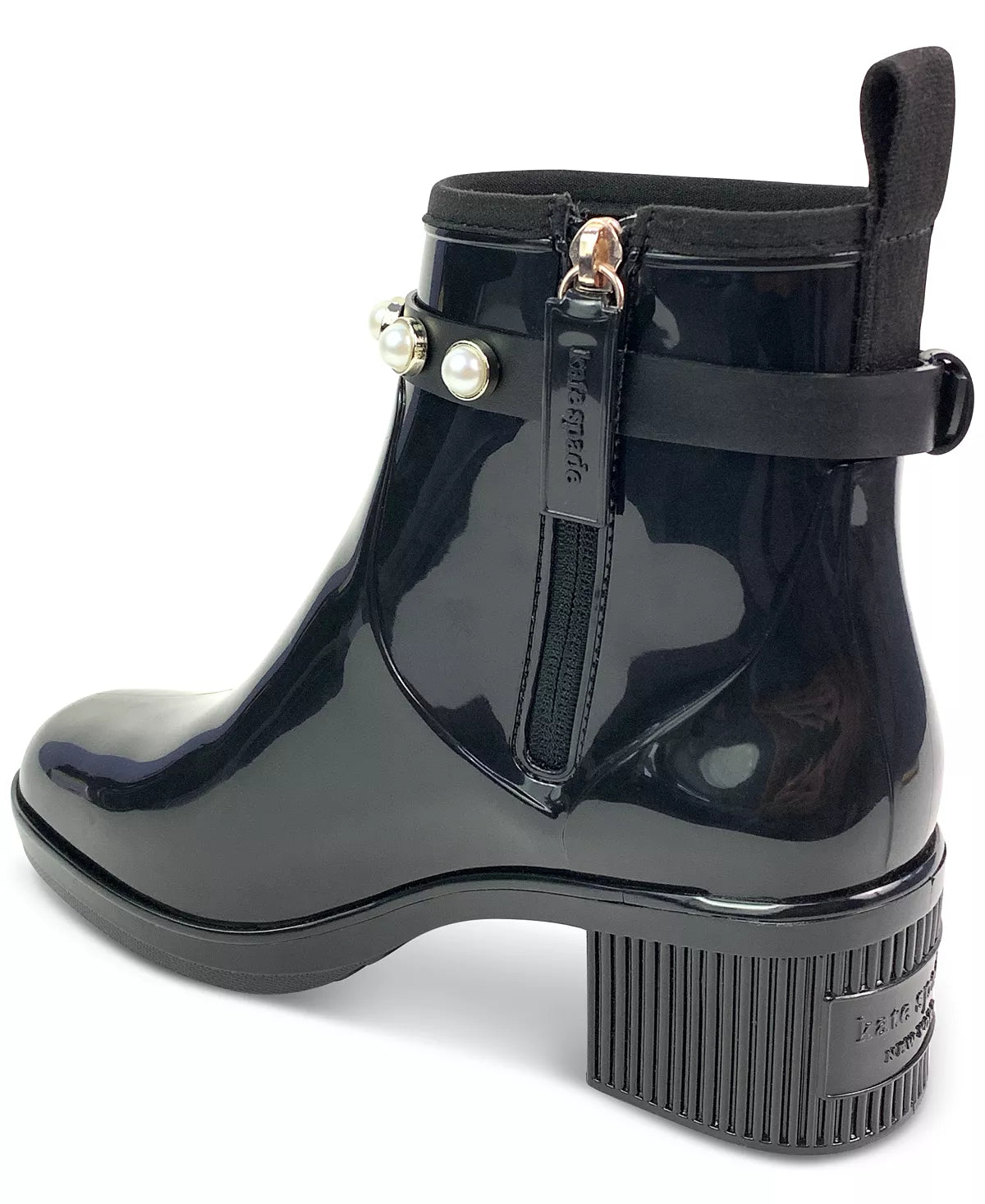 kate spade new york Women's Puddle Pearly Stud Rain Boots  Color Black Size 10M