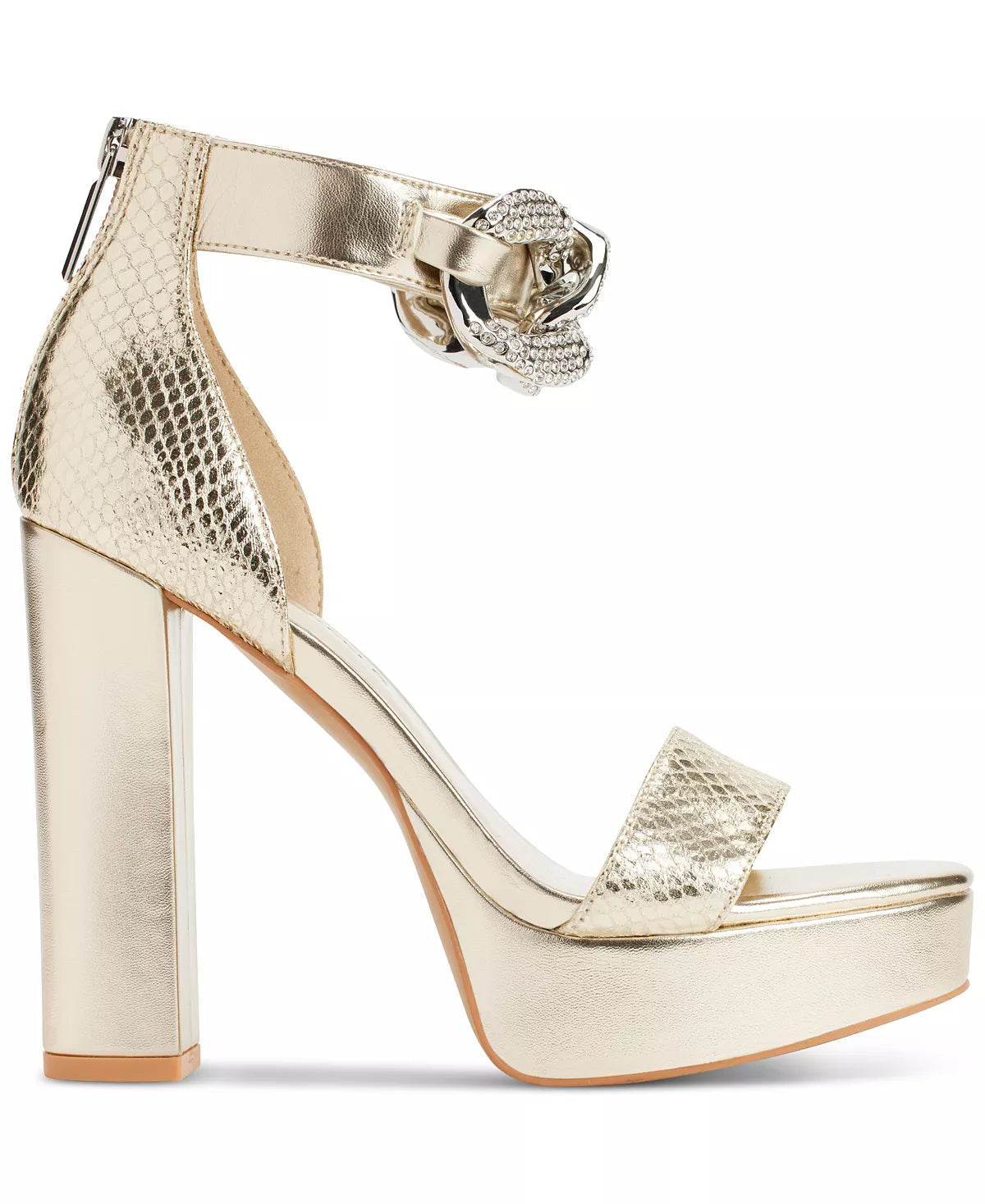 Karl Lagerfeld Paris Women's Anisha Ankle-Strap Platform Sandal  Color Gold Size 7M