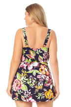 Anne Cole Plus Size Surplice Swimdress  Color Tropical Bloom Multi Size 22W