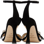 Jimmy Choo Black Marsai 90 Sandals  Color Black/Crystal Size EU 38.5 US 8