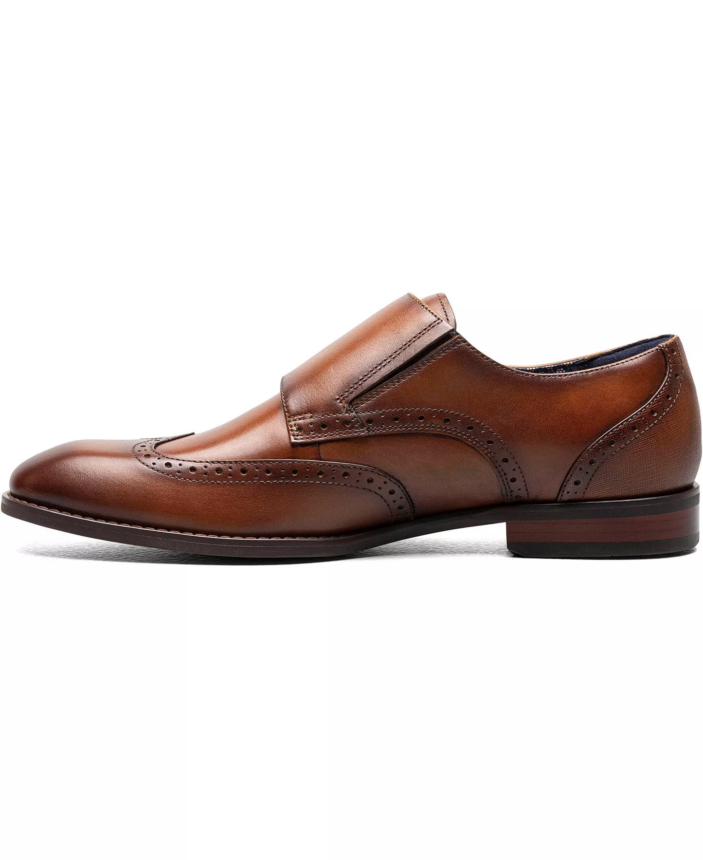 Stacy Adams Men's Karson Wingtip Double-Monk Strap Dress Shoes  Cognac Size 11