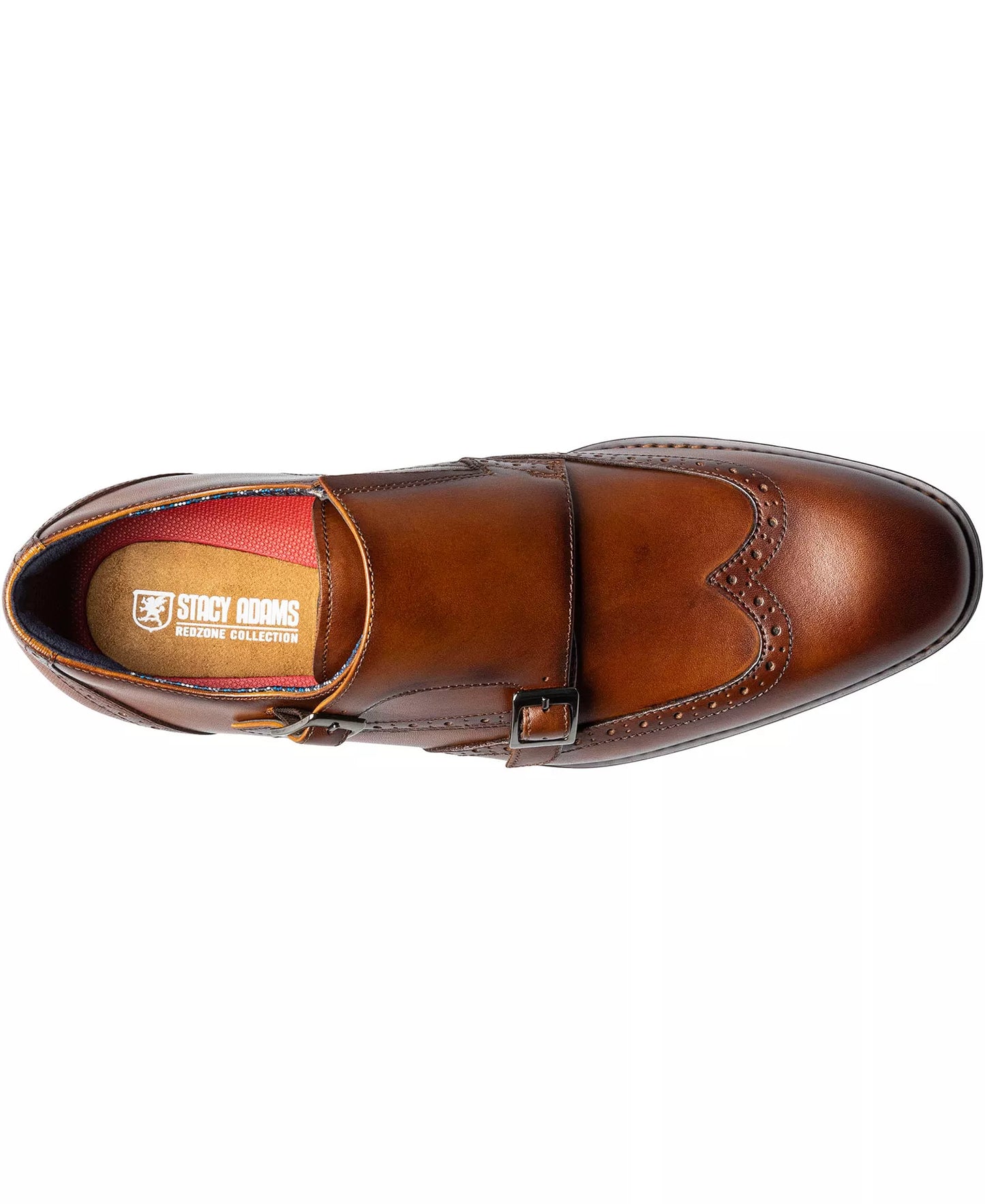 Stacy Adams Men's Karson Wingtip Double-Monk Strap Dress Shoes  Cognac Size 11