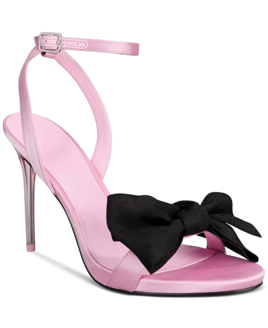 AAJ By Aminah Women's Yahira Lucite Heel Bow Dress Sandals  Color Blush Pink Size 11M