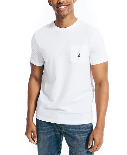 Nautica Men's Classic-Fit Solid Crew Neck Pocket T-Shirt  Bright White Size L