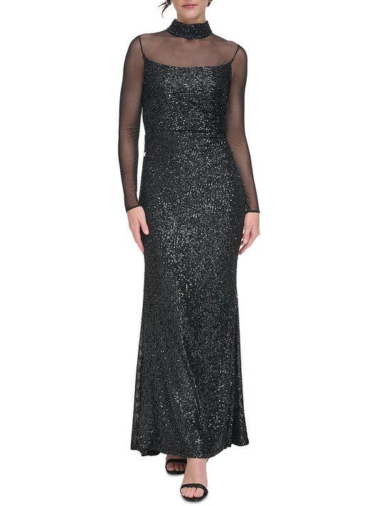 Eliza J Women's Sequined Illusion Evening Dress  Color Black Size 10