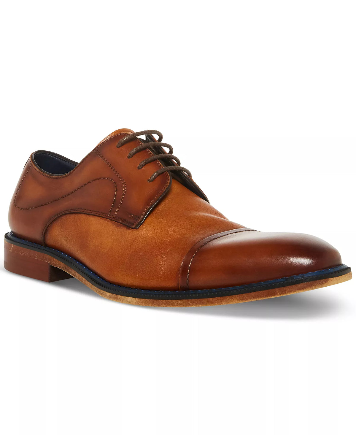 Steve Madden Men's Zane Tonal & Textured Mid Oxford Dress Shoes  Light Tan Leather Size 8